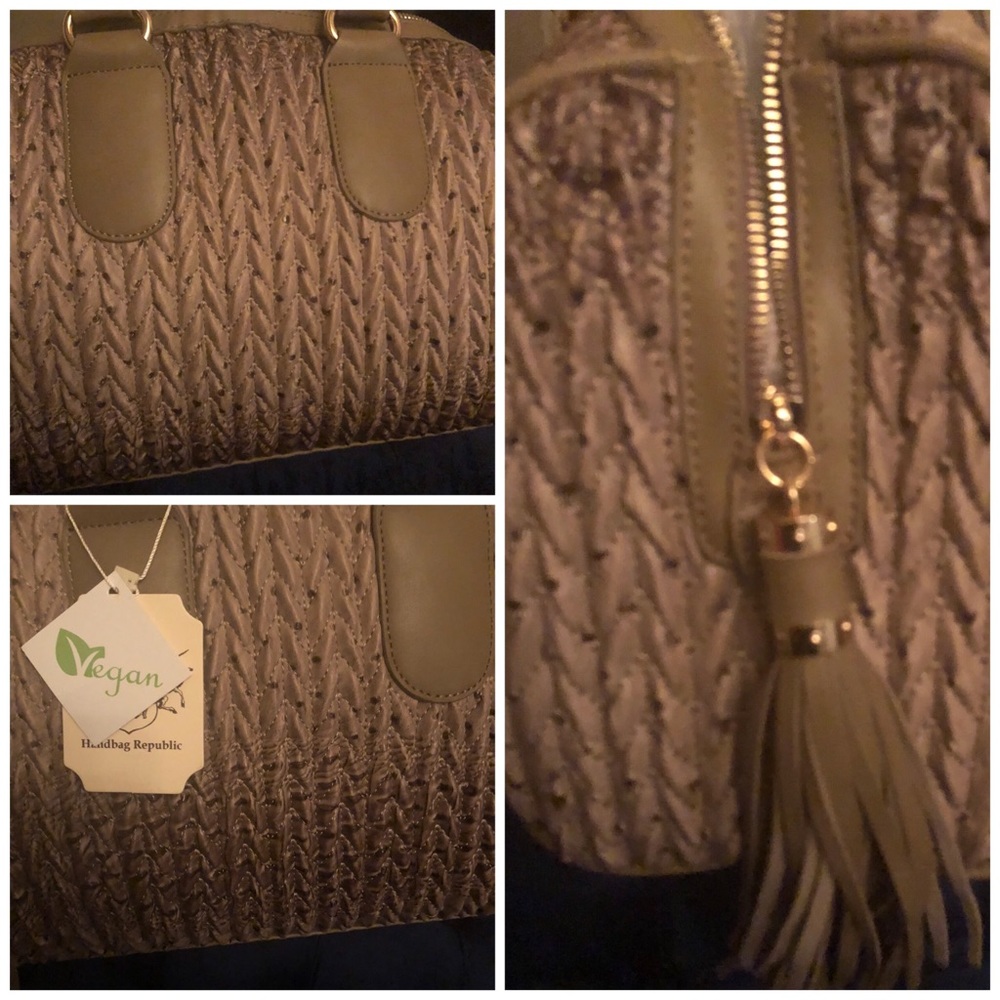 Faux Ostrich Handbag with Fringe Tassel - Picture 3 of 8
